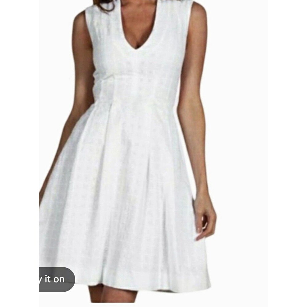 kate spade new york White Eyelet V-Neck Sleeveless A-Line Dress Sz 10